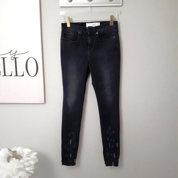 NWOT IRO black faded wash skinny low rise distressed denim jeans, 28 - Picture 5 of 9